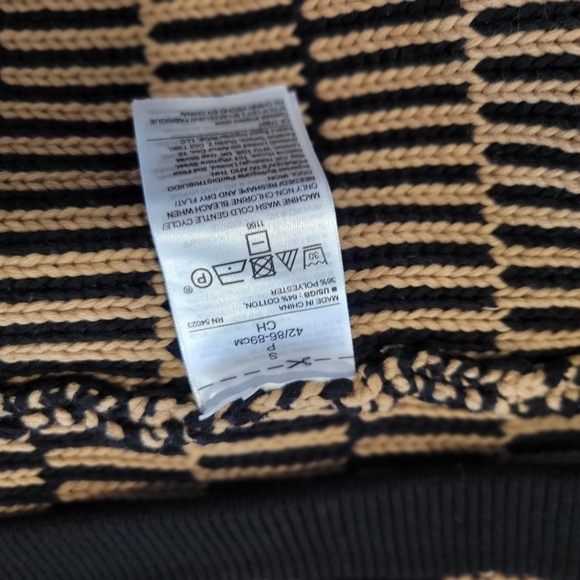 Banana Republic Women's Jacquard Black & Tan Striped Open Sweater Jacket  Size S - Picture 9 of 9